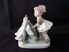 woodmere porcelain girl with umbrella two geese ducks figurine 