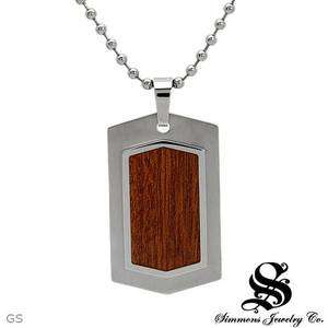 RUSSELL SIMMONS JEWELRY Woodgrain Dogtag Pendant 21 Necklace $170 