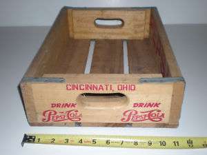 Vtg Pepsi Wooden Wood Crate CINCINNATI OHIO Case Caddie  