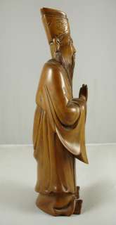 ANTIQUE CHINESE HUANGHUALI WOOD CARVING of MAN SCHOLAR IMMORTAL  