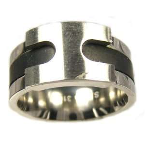    Stainless Steel Unisex Wide Band with Rubber Size 7 Jewelry