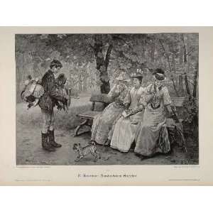  1895 Boy Peddler Park Women German Engraving Genzmer 