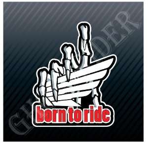  Honda Born to Ride Wings Motorcycle Biker Skull Sticker Decal 