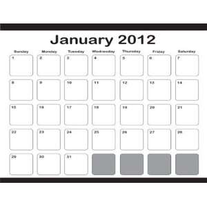  8.5x11 Adobe Friendly 2012 Calendar Template for Print 