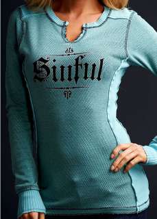 Sinful by Affliction METAL HEART LOVE Womans Thermal   Reversible 