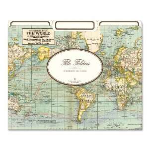  Cavallini File Folders World Map, 12 Heavyweight File 