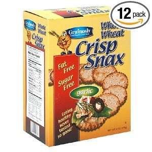 Grainosh Crisp Snax, Whole Wheat Crisp Snax Garlic, 6 Ounce Units 