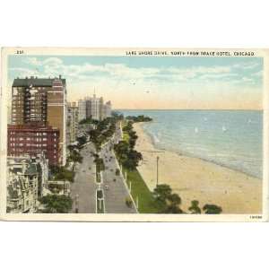   Postcard Lake Shore Drive, North from Drake Hotel   Chicago Illinois