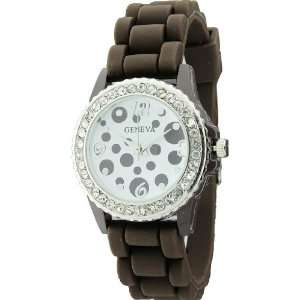  Shape Silicone Watch with Crystals Around, Dots Obsession Pattern