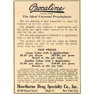 Ad Hawthorne Drug Specialty Procaline Venereal STD   Original Print Ad 