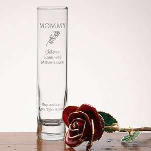  Engraved Glass Bud Vase with 24k Gold Rose: Home & Kitchen