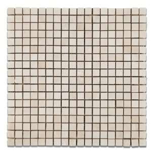 White Pearl / Botticino Marble 5/8 X 5/8 Polished Mosaic Tile   6 X 6 