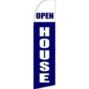    Open House Blue White Swooper Feather Flag