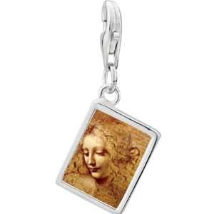   925 Sterling Silver Da Vinci Picture Photo Rectangle Frame Charm