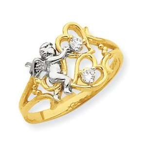  10k CZ Angel w/Hearts Ring Jewelry