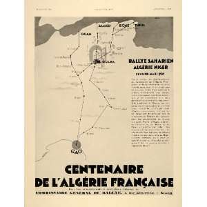 1930 Ad French Algeria Africa Travel Centennial Gao   Original Print 