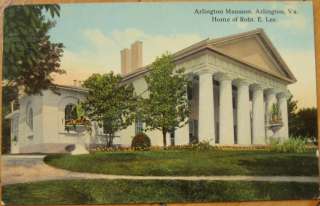 1910 Postcard Robert E Lee Mansion Arlington, Virginia  