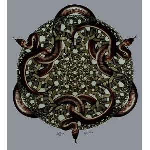   Oil Reproduction   Maurits Cornelis Escher   24 x 26 inches   Snakes