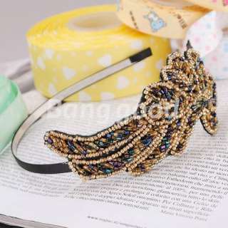   Trendy Bling Angel Beads Wing Headband Hair Clip Band Party Lady Gift