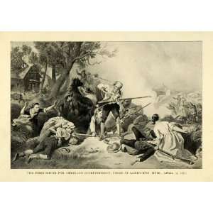   War Soldiers Battlefield Lexington MA 1775   Original Halftone Print