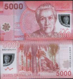 CHILE 5000 Pesos 2009 P NEW UNC Polymer  