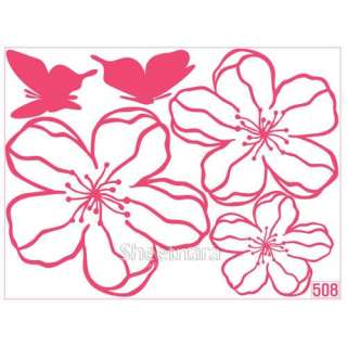 WD 508 FLOWER & BUTTERFLY Graphic Wall Decals Sticker  