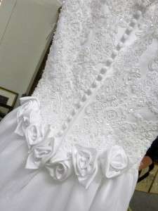BEAUTIFUL NEW WHITE WEDDING GOWN DRESS SIZE 6 BEADED CHIFFON LAYERED 