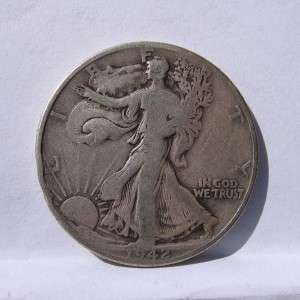 USA WW 2 era 1942 silver Walking Liberty Half, 50 Cents  