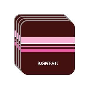 Personal Name Gift   AGNESE Set of 4 Mini Mousepad Coasters (pink 