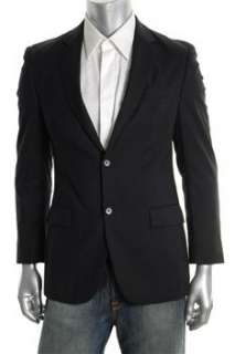 Alfani Pinstripe Mens Black Wool Sports Coat Blazer 38R  