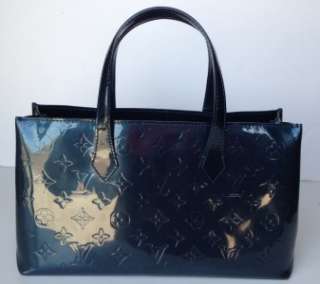   Louis Vuitton Vernis Bleu Nuit Wilshire PM Bag Purse Handbag  
