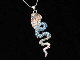 King Cobra Serpent Snake Crystal Pendant Necklace VP520  