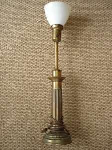 Vintage Antique Brass Stiffel Table Light Lamp w Glass  