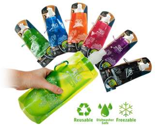 Pack BPA Free 16oz Collapsible Water Bottle w/Carabiner for Lunch 