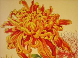 Nishmura Hodo Woodcut Print Shiki Haiku Chrysanthemums  