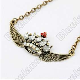  Beautiful Diamante studded Crown Angel Wings Necklace 6150  