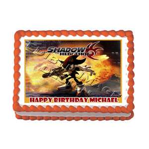 SHADOW THE HEDGEHOG WII DS GAME Edible Birthday Party Cake Image 