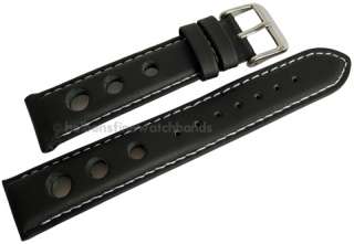   Black / White Silicone Rubber Mens Racing Watch Band Strap  