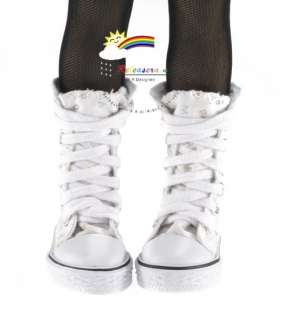 MSD Dollfie Shoes Knee Hi Sneakers Boots White Alphabet  