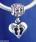 PROLIFE BABY FAMILY HEART FEET Dangle Silver European Charm Bead fit 