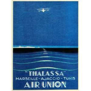  1930 Print Thalassa France Air Union Airline Marseille Ajaccio 