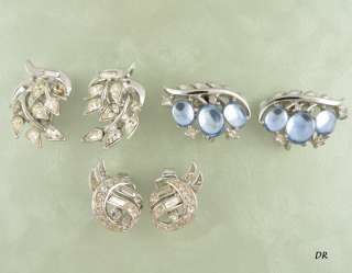 Vintage Pairs Rhinestone Clip On Earrings by Trifari  