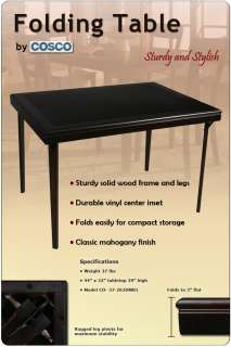 Cosco Wooden Folding Dining Party Table w/ Vinyl Inset 044681371516 