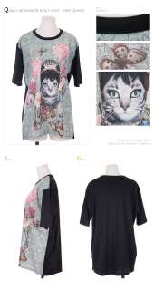   King Cat Long T shirts   Lovely Womens Tops Loose Fit Tees Mini Dress