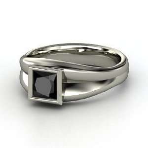 Akari Ring, Princess Black Diamond Platinum Ring Jewelry