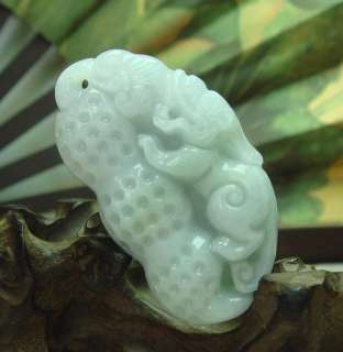 100% Natural Green A Jade Jadeite Dragon Peanut Ru Yi Pendant Necklace 