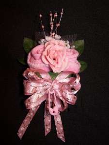 Pink/Brown Floral Baby Sock Corsage~Baby Shower Gift  