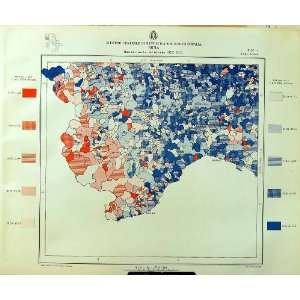   1929 Colour Map Italy Statistics Deaths Cuneo Genova: Home & Kitchen