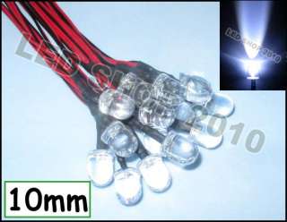 20 pcs Red 10mm Round LED Pre Wired Lights 12V 20cm Bulbs Lamp  