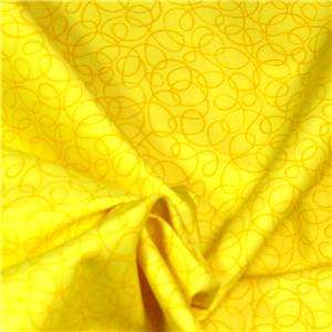   Fabric Intense, Bright Lemon Yellow Whirly Tonal, Per Yard  